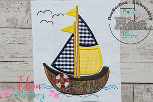 Sail Boat - Applique - Machine Embroidery Design