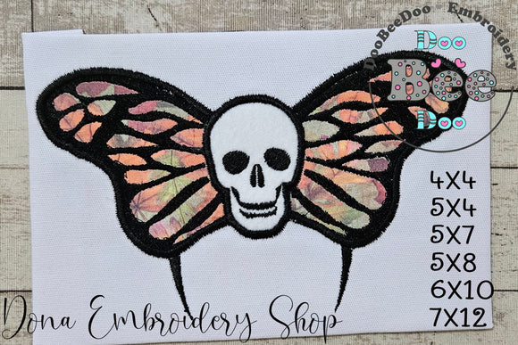 Butterfly Skull - Applique - Machine Embroidery Design
