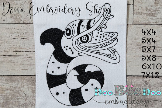Snake Beetlejuice - Redwork Machine Embroidery Design
