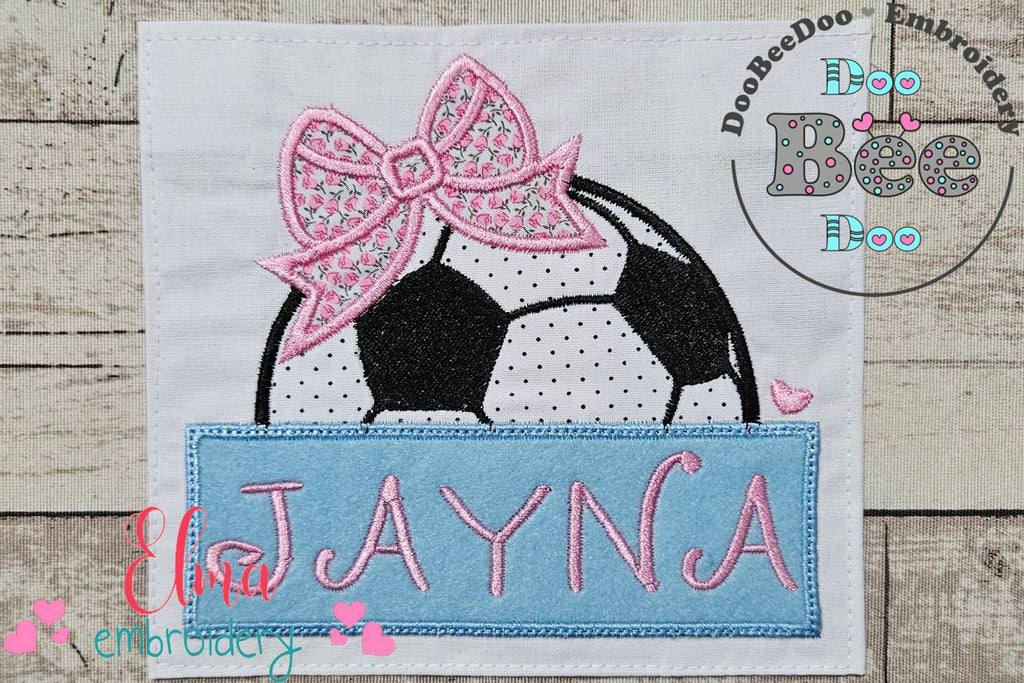 Soccer Ball Girl Banner - Applique