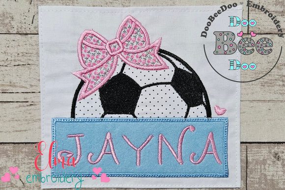 Soccer Ball Girl Banner - Applique
