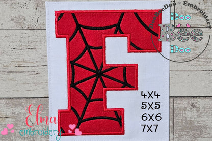 Monogram F Spider Web Letter F - Applique - Machine Embroidery Design