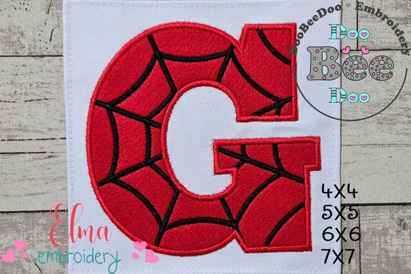 Monogram G Spider Web Letter G - Applique - Machine Embroidery Design