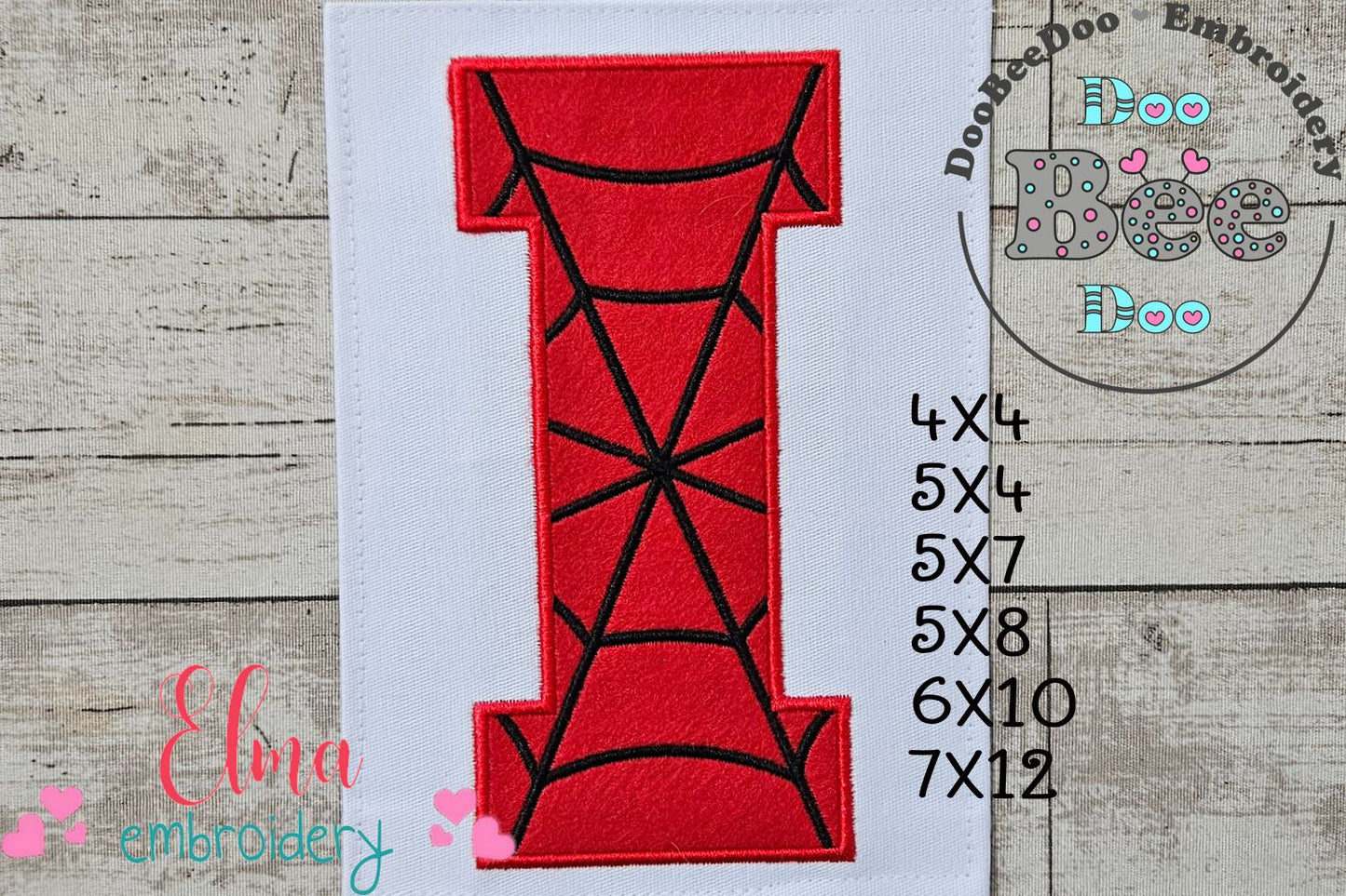 Monogram I Spider Web Letter I - Applique - Machine Embroidery Design