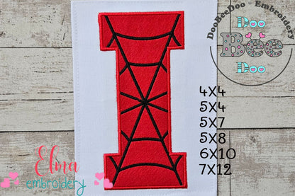 Monogram I Spider Web Letter I - Applique - Machine Embroidery Design
