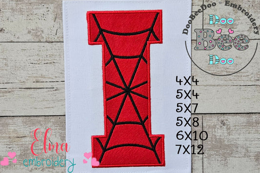 Monogram I Spider Web Letter I - Applique - Machine Embroidery Design
