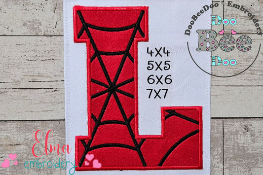 Monogram L Spider Web Letter L - Applique - Machine Embroidery Design
