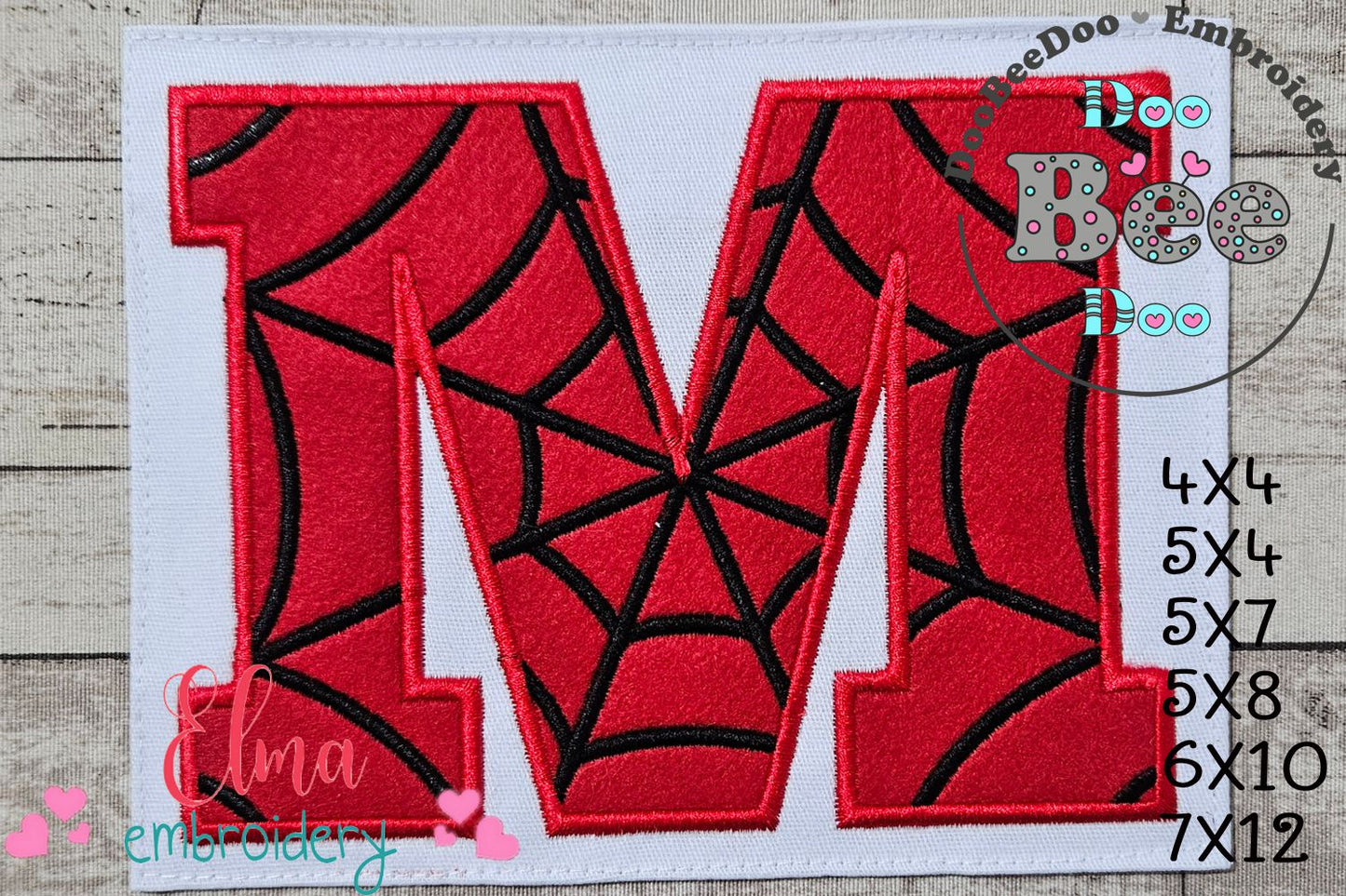 Monogram M Spider Web Letter M - Applique - Machine Embroidery Design