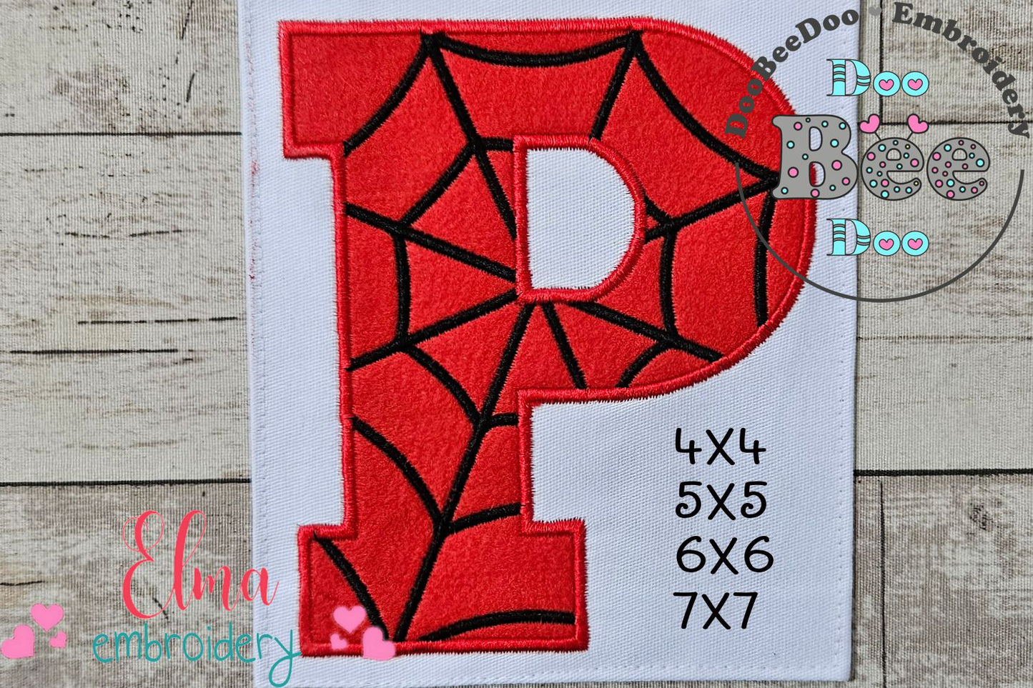Monogram P Spider Web Letter P - Applique - Machine Embroidery Design
