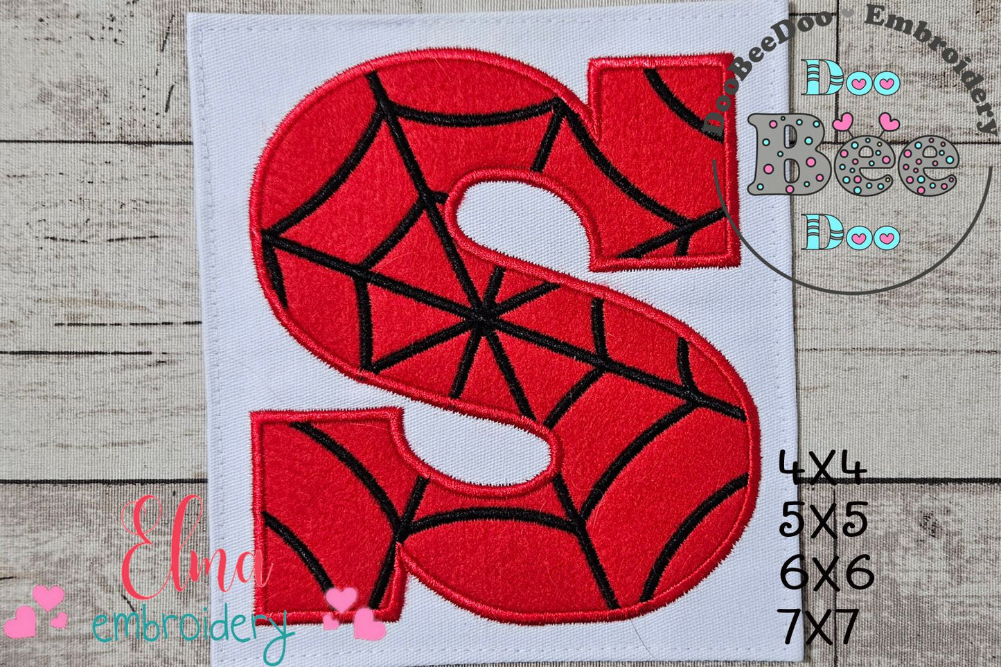 Monogram S Spider Web Letter S - Applique Machine Embroidery Design