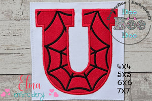 Monogram U Spider Web Letter U - Applique - Machine Embroidery Embroidery