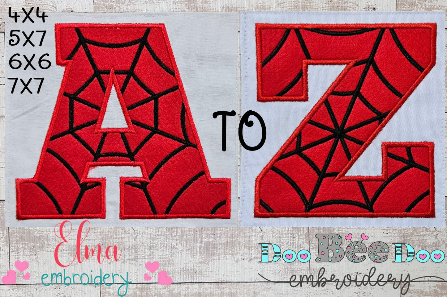 Spider Web Alphabet Monogram - Fill Stitch Machine Embroidery Design