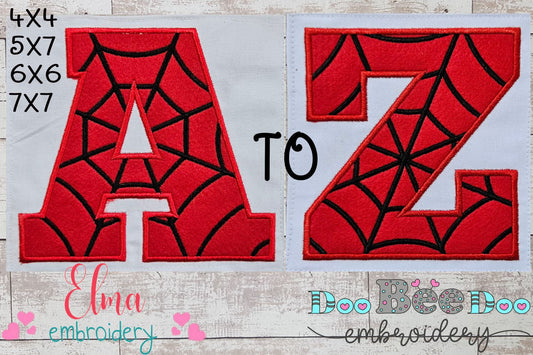 Spider Web Alphabet Monogram - Fill Stitch Machine Embroidery Design