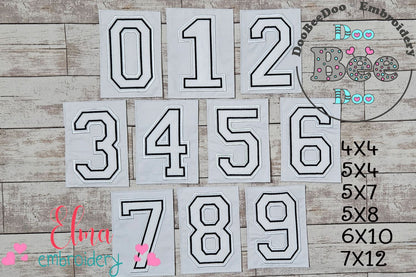 0-9 Sport Numbers - Applique Machine Embroidery Design