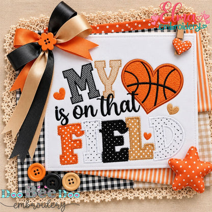 My Heart Belongs on the Field - Appliqué - Machine Embroidery Design