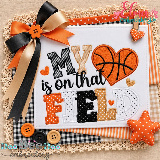 My Heart Belongs on the Field - Appliqué - Machine Embroidery Design
