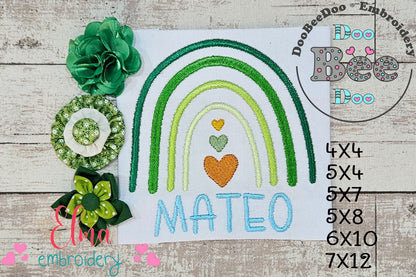 St. Patrick's Rainbow and Hearts - Fill Stitch - Machine Embroidery Design