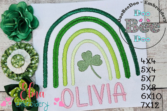 St. Patrick's Rainbow and Clover - Fill Stitch - Machine Embroidery Design