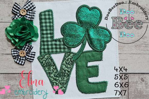 Love Shamrock - Applique - Machine Embroidery Design