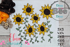 Little Summer Sunflowers - Fill Stitch - Machine Embroidery Design