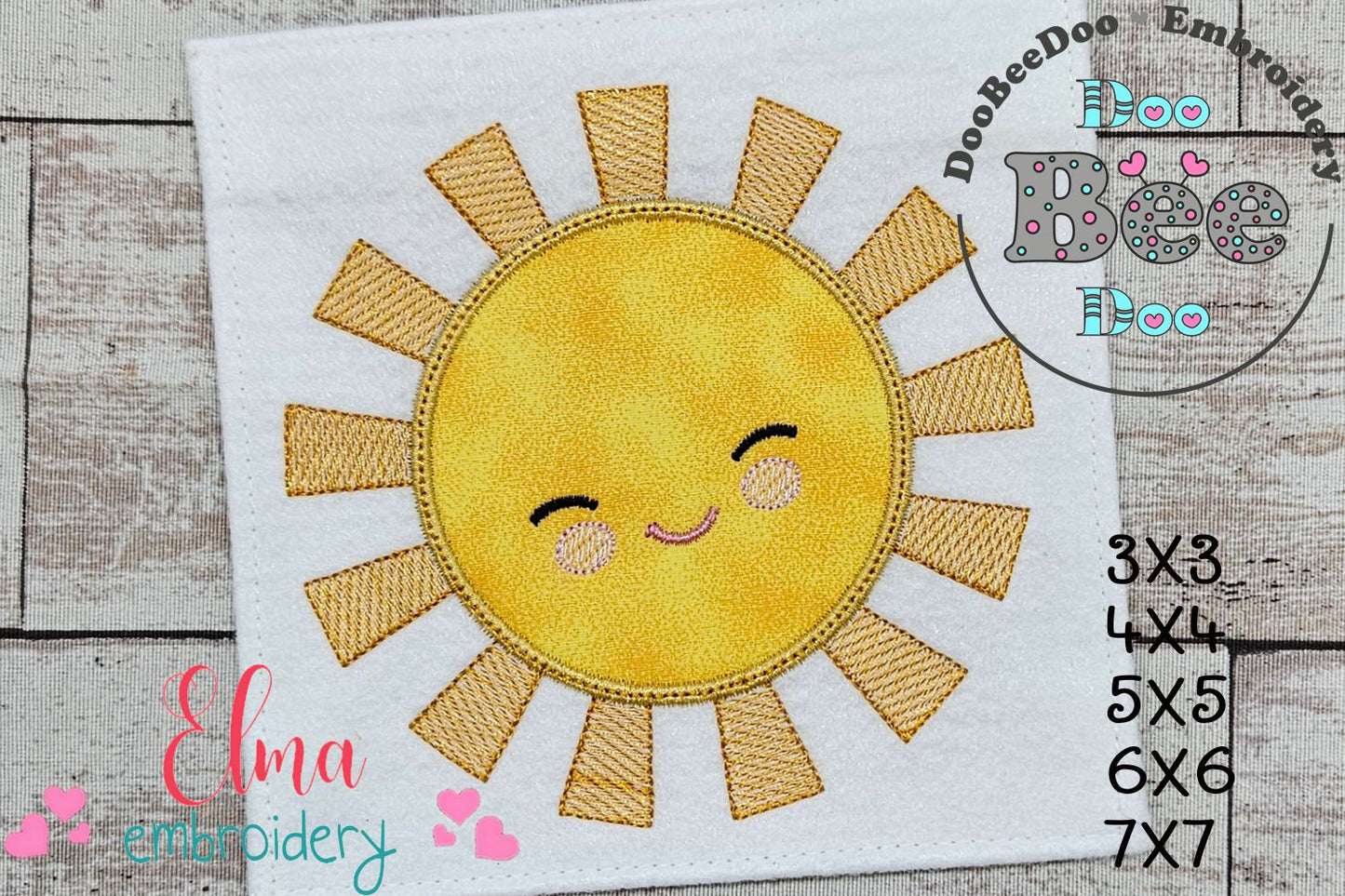 Happy Sun, Sunshine, Summer - Applique - Machine Embroidery Design