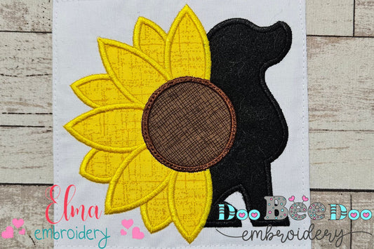 Summer Sunflower and Dog Silhouette - Applique