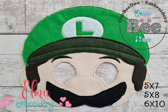 Luigi Super Mario Mask ITH Project - Applique - Machine Embroidery Design