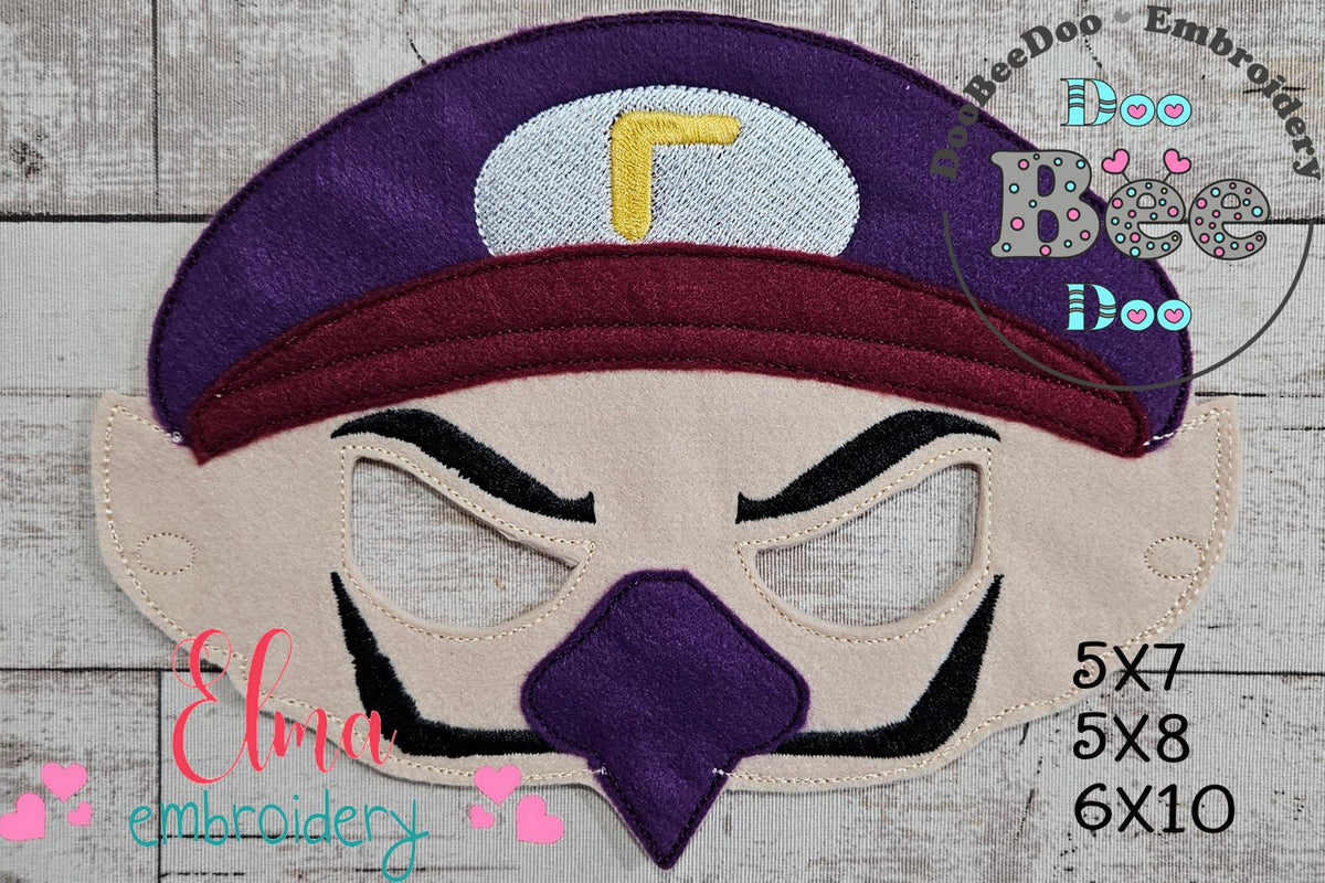Waluigi Super Mario Mask ITH Project - Applique - Machine Embroidery D ...