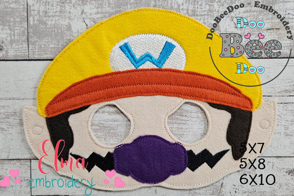 Wamario Super Mario Mask ITH Project - Applique - Machine Embroidery Design