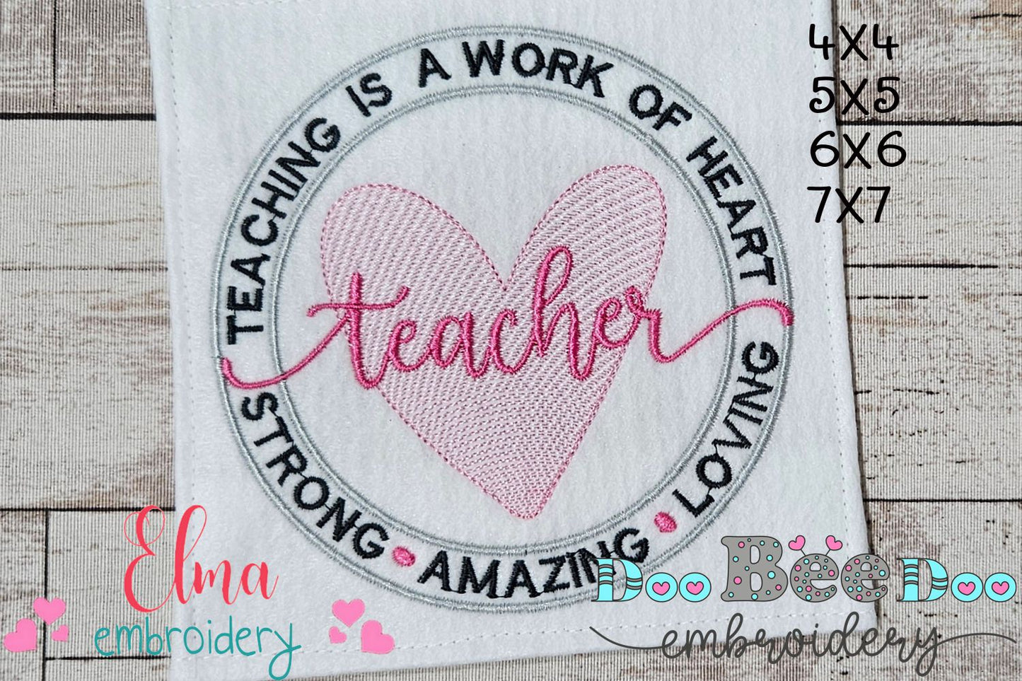 Teaching Is a Work of Heart - Fill Stitch - Machine Embroidery Design