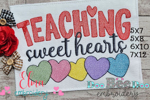 Teaching Sweet Hearts - Rippled Stitch - Machine Embroidery Design