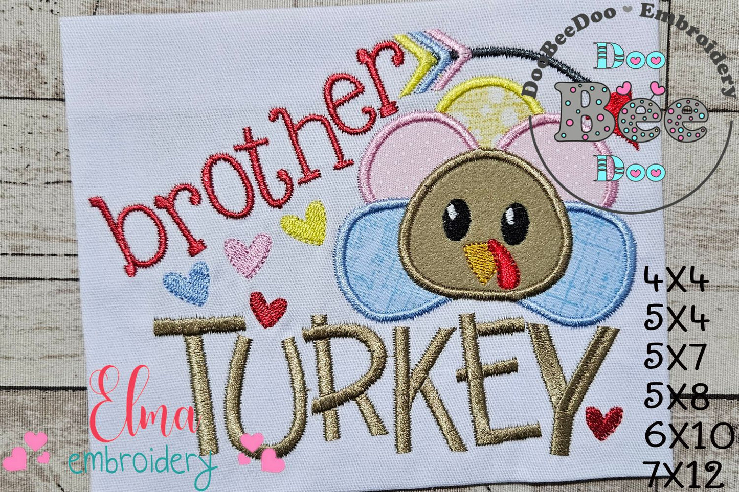 Thanksgiving Brother Turkey - Applique Embroidery