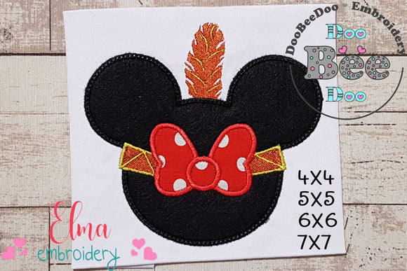 Thanksgiving Mouse Ears Girl Pilgrim - Applique Embroidery