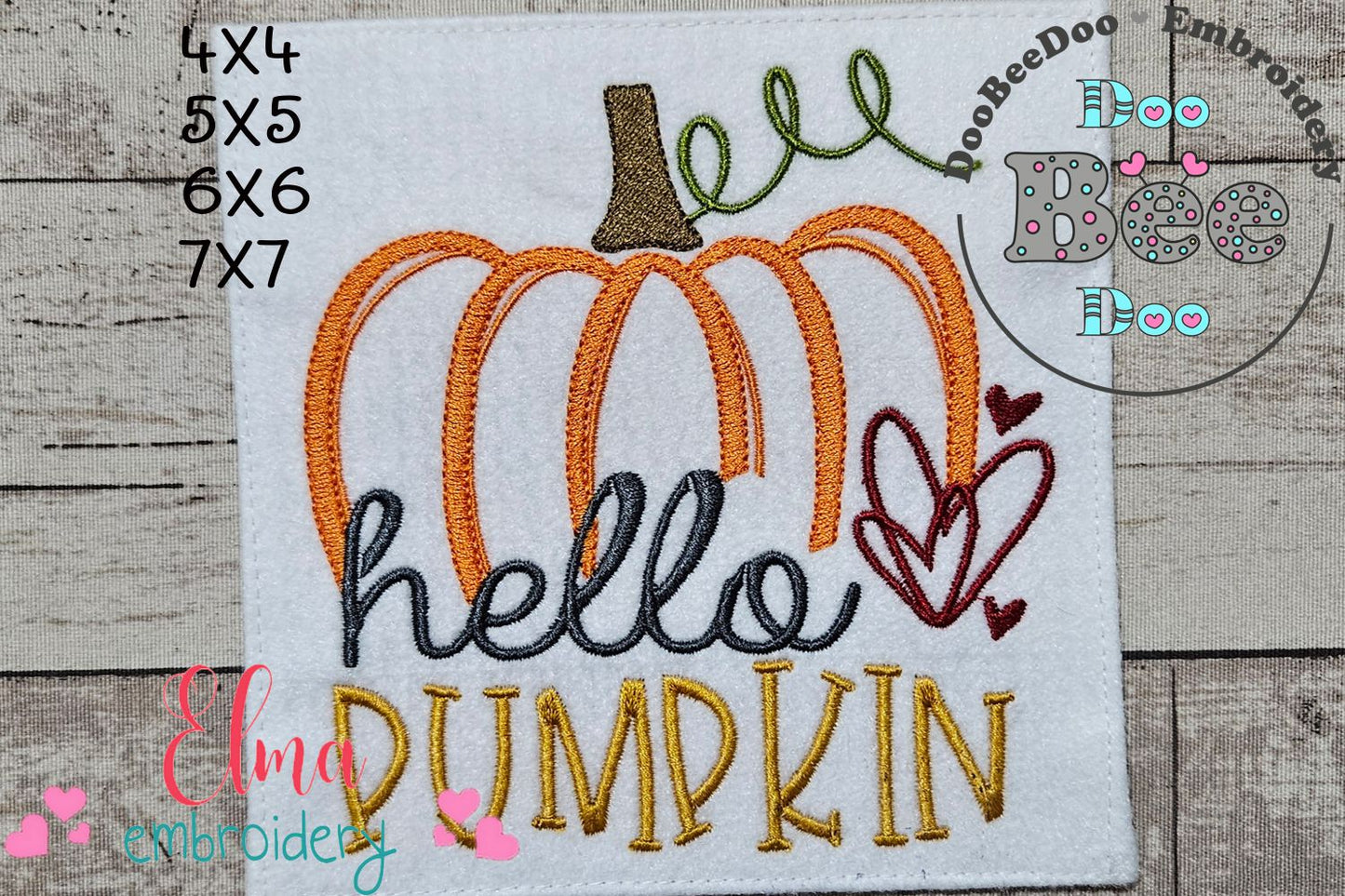 Hello Pumpkin - Fill Stitch - Machine Embroidery Design