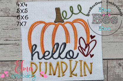 Hello Pumpkin - Fill Stitch - Machine Embroidery Design