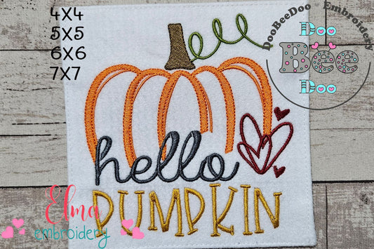 Hello Pumpkin - Fill Stitch - Machine Embroidery Design