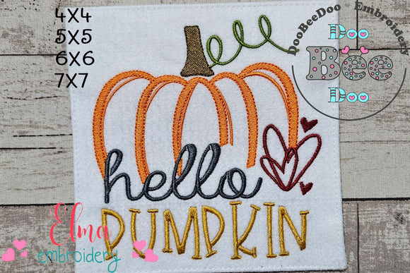 Hello Pumpkin - Fill Stitch Embroidery