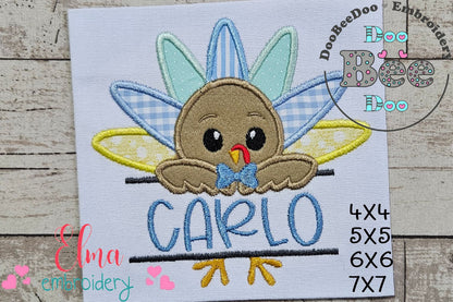 Split Thanksgiving Turkey Boy - Applique Embroidery