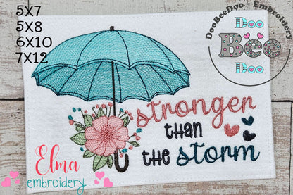 Blooming Umbrella & "Stronger Than the Storm" 🌸☔ - Sketch Stitch - Machine Embroidery Design