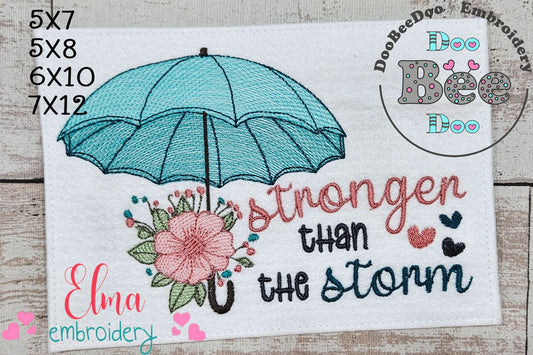 Blooming Umbrella & "Stronger Than the Storm" 🌸☔ - Sketch Stitch - Machine Embroidery Design