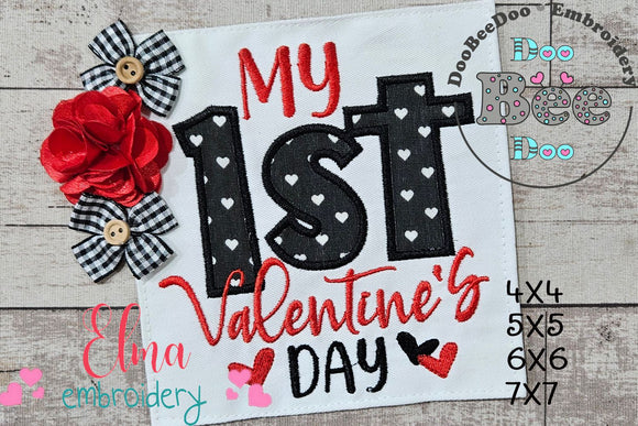 My 1st Valentine's Day - Applique - Machine Embroidery Design