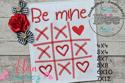 Be Mine Tic Tac Toe  - Fill Stitch - Machine Embroidery Design