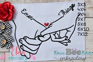 Holding Hands His & His - Fill Stitch - Machine Embroidery Design