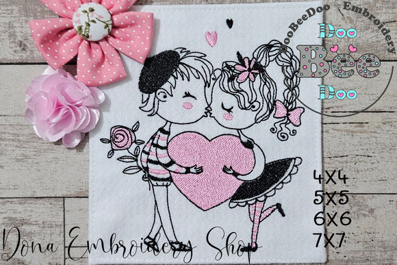 The Lovers - Fill Stitch - Machine Embroidery Design