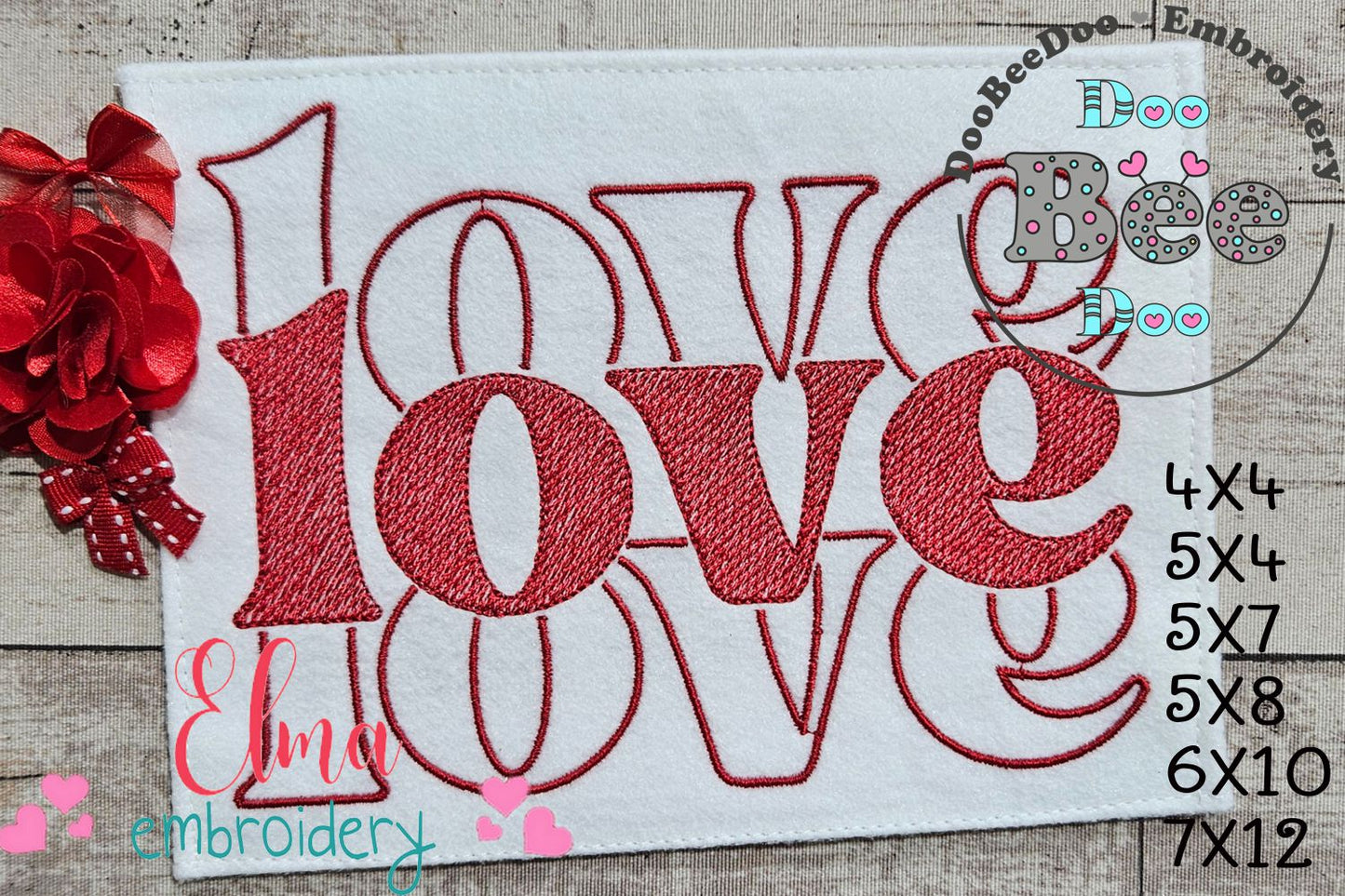Love Lettering  - Rippled Stitch - Machine Embroidery Design