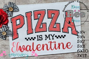 Pizza is my Valentine - Rippled Stitch - Machine Embroidery Design