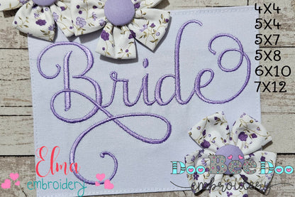 Lovely Bride Script 💕 – Fill Stitch – Machine Embroidery Design