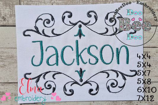 Delicate Arabesque Frame - Fill Stitch - Machine Embroidery Design