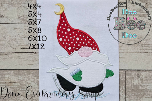 Winter Gnome Skating - Applique - Machine Embroidery Design