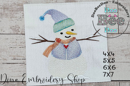 Cute Snowman - Rippled - Machine Embroidery Design